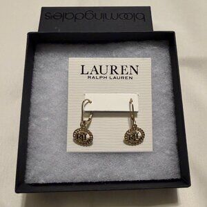 Ralph Lauren Gold-Tone Monogram Dangle Earrings